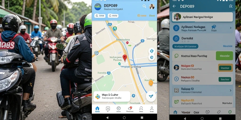 Tampilan antarmuka aplikasi DEPO89 untuk navigasi motor.