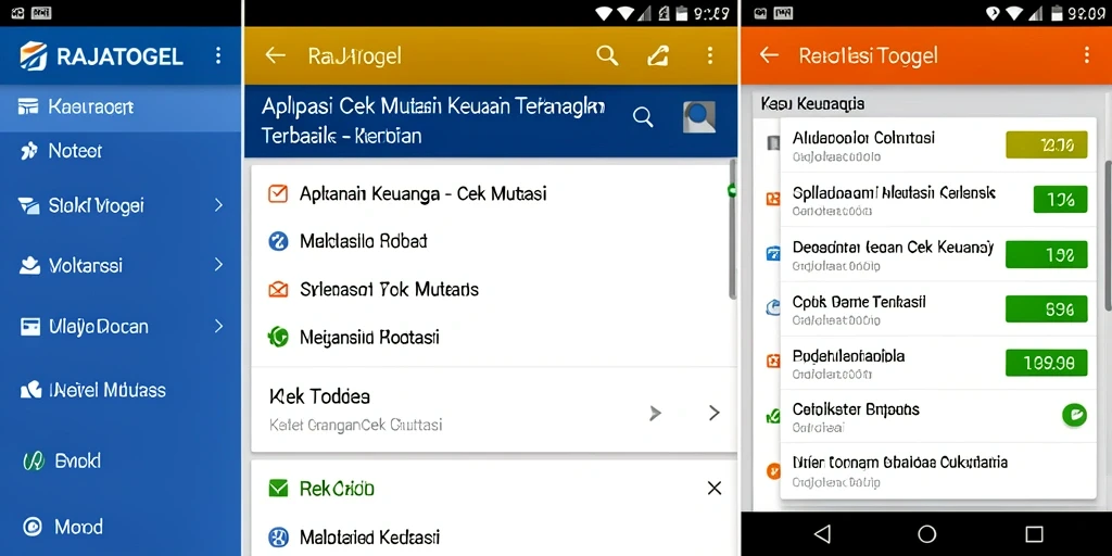 Tampilan antarmuka aplikasi RAJATOGEL untuk cek mutasi keuangan.